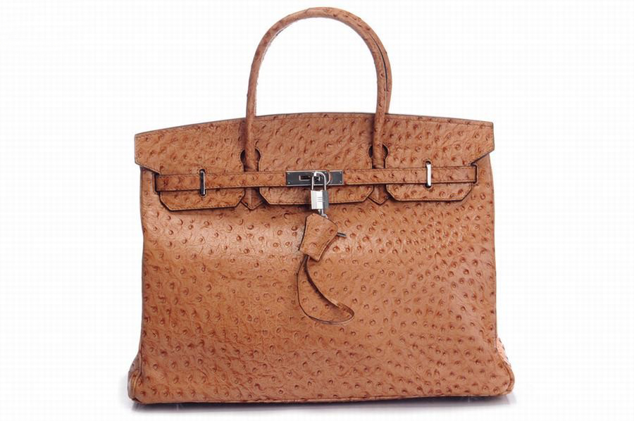 Hermes Handbags Birkin Ostrich Grain Cow Leather Khaki