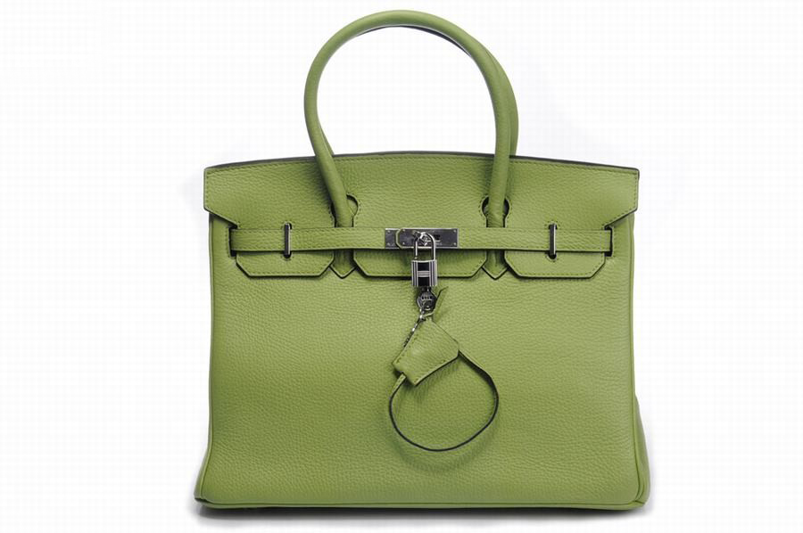 Hermes Handbags Birkin Litchi Green