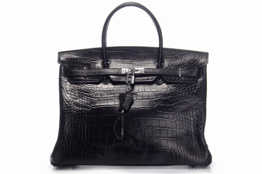 Hermes Handbags Birkin Crocodile Grain Cow Leather Black Hermes Handbags Birkin Crocodile Grain Cow Leather Black