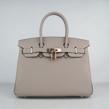 Hermes Birkin Handbag Grey With Gold Harware