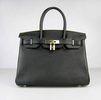 Hermes Birkin Handbag Black With Gold Harware
